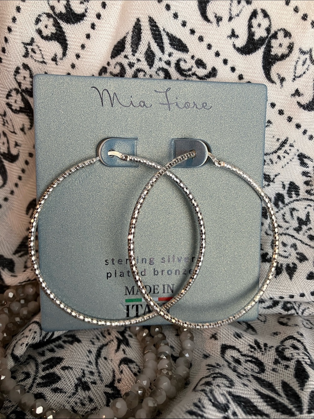Mia Fiore Sterling Silver Plated Bronze Hoop Earrings -NWT; Made in Italy :) - Picture 4 of 9
